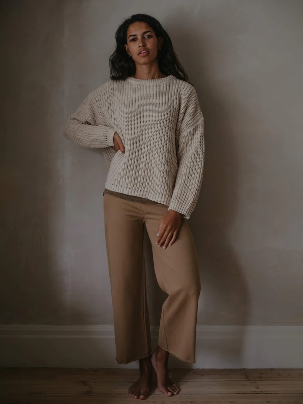 The Simple Folk Wide-Leg Pull-On Pants in Tan - Picture 2 of 4